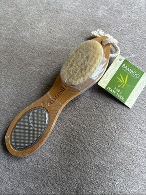 Swissco Bamboo Collection 4-in-1 Foot Scrubber with Natural Bristle Brush